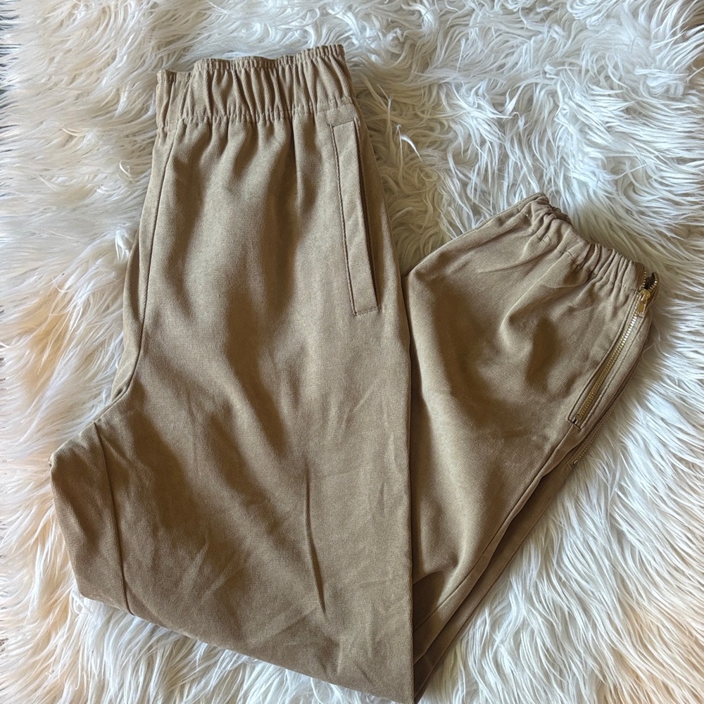 Zara Khaki Jogger with zipper detail